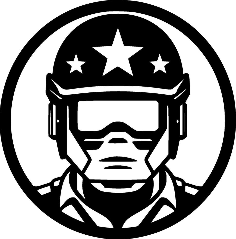 Ejército - negro y blanco aislado icono - vector ilustración