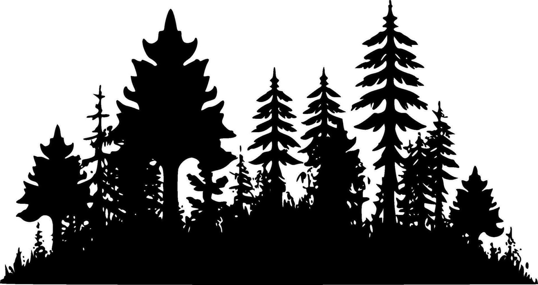 Forest - Black and White Isolated Icon - Vector illustration