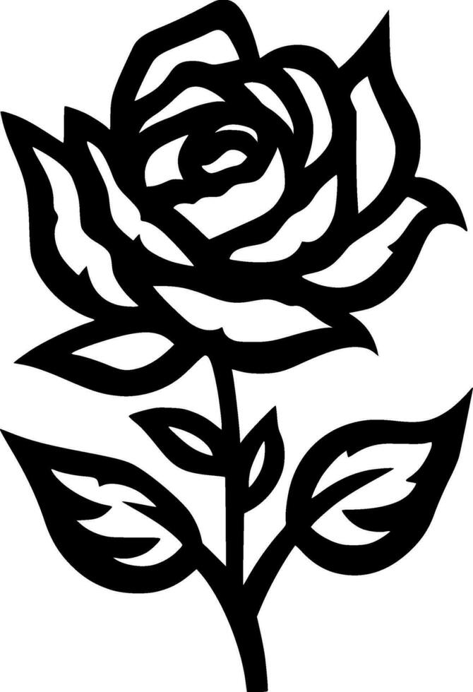 Rose - Black and White Isolated Icon - Vector illustration