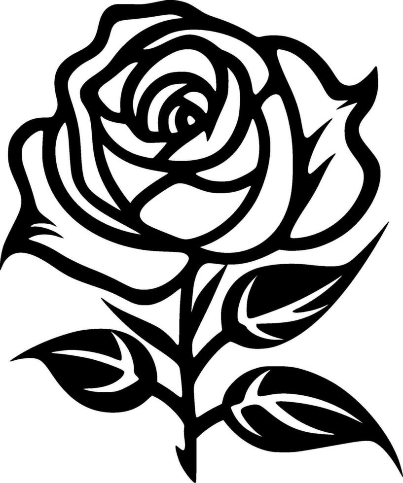 Flower - Black and White Isolated Icon - Vector illustration