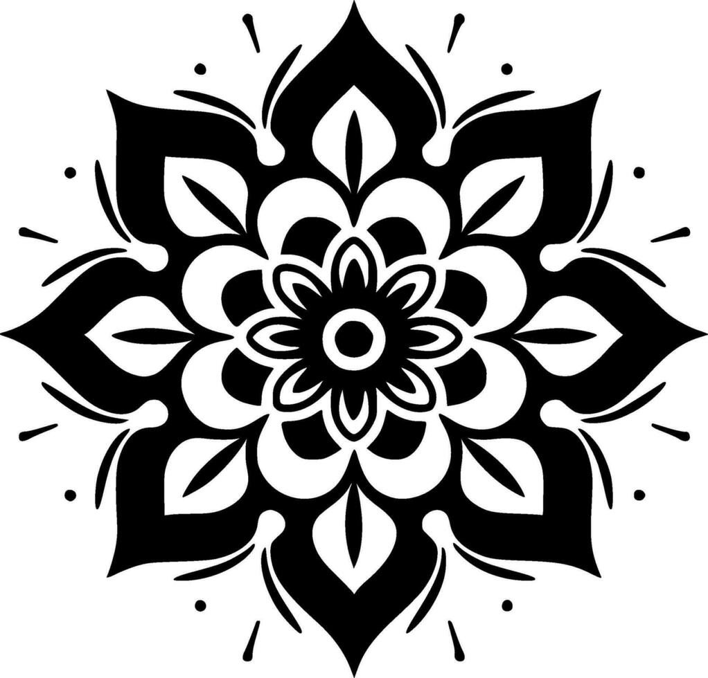 Mandala, Black and White Vector illustration