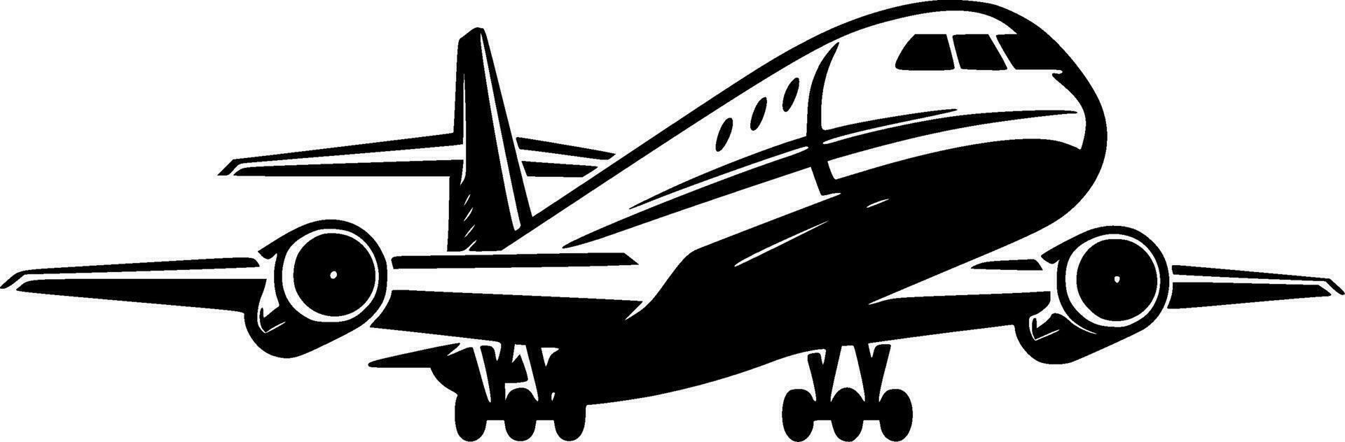 avión - negro y blanco aislado icono - vector ilustración