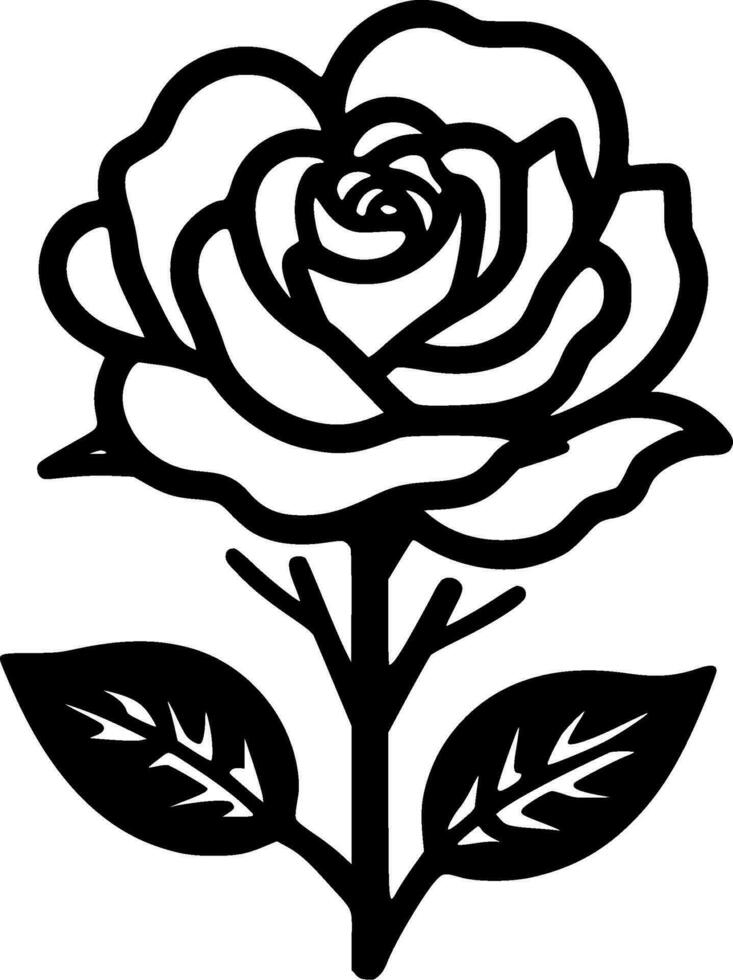 Rosa - negro y blanco aislado icono - vector ilustración