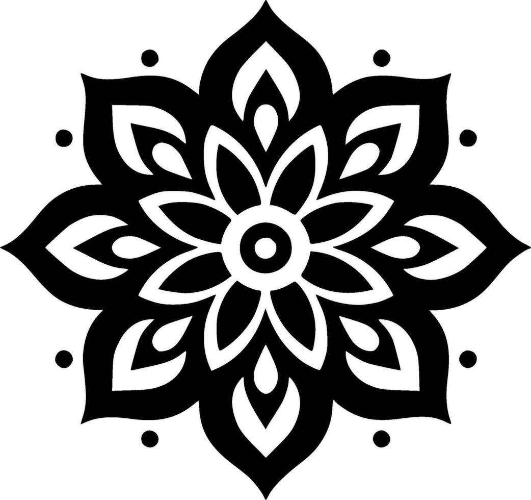 Mandala - Black and White Isolated Icon - Vector illustration