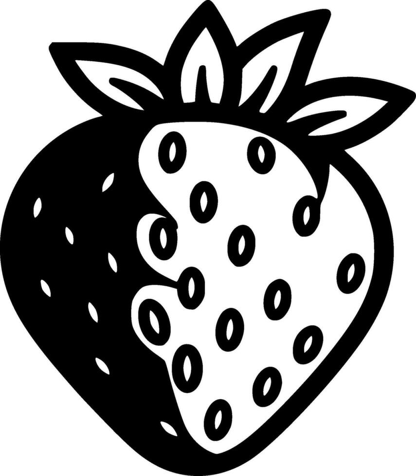Strawberry, Minimalist and Simple Silhouette - Vector illustration