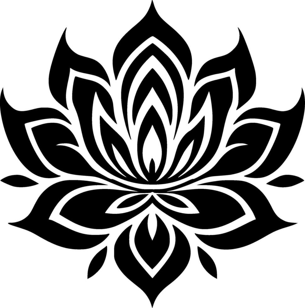 mandala - negro y blanco aislado icono - vector ilustración