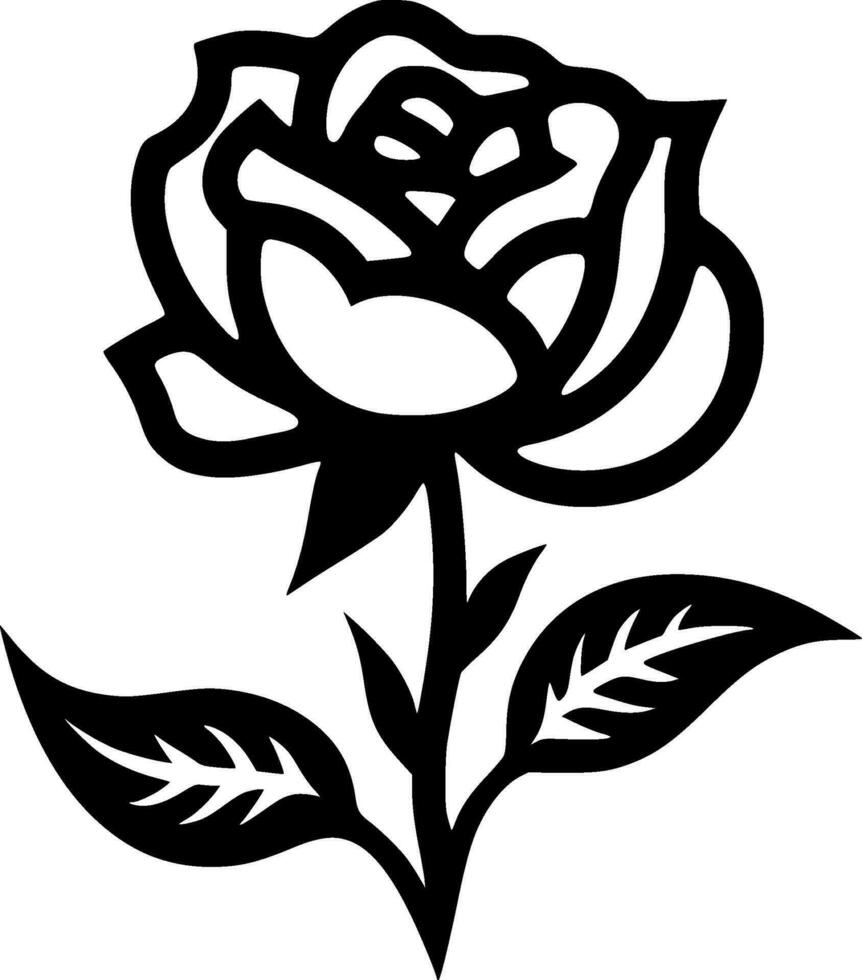 Flower - Black and White Isolated Icon - Vector illustration