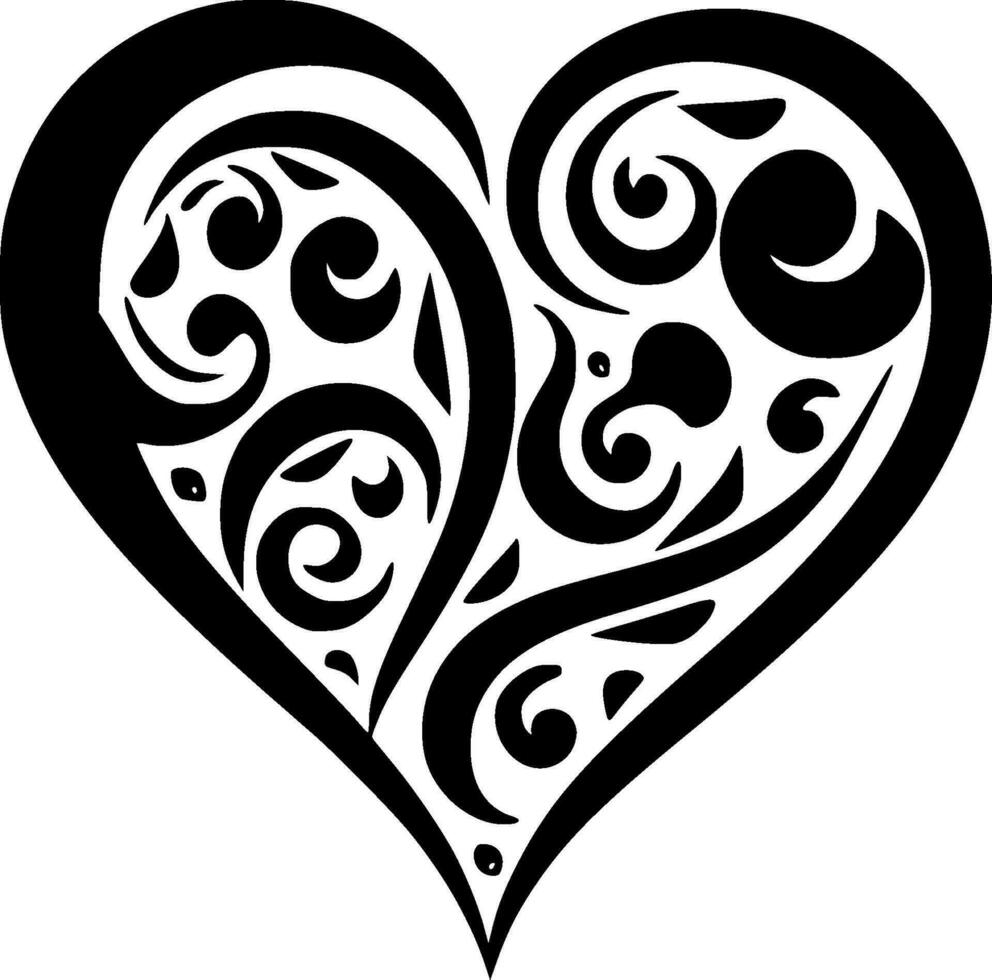 Heart, Black and White Vector illustration 36228676 Vector Art at Vecteezy