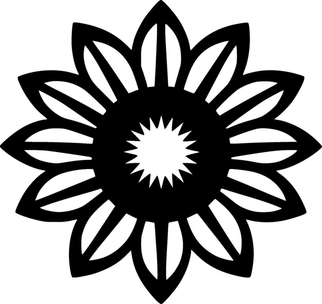 flor - negro y blanco aislado icono - vector ilustración