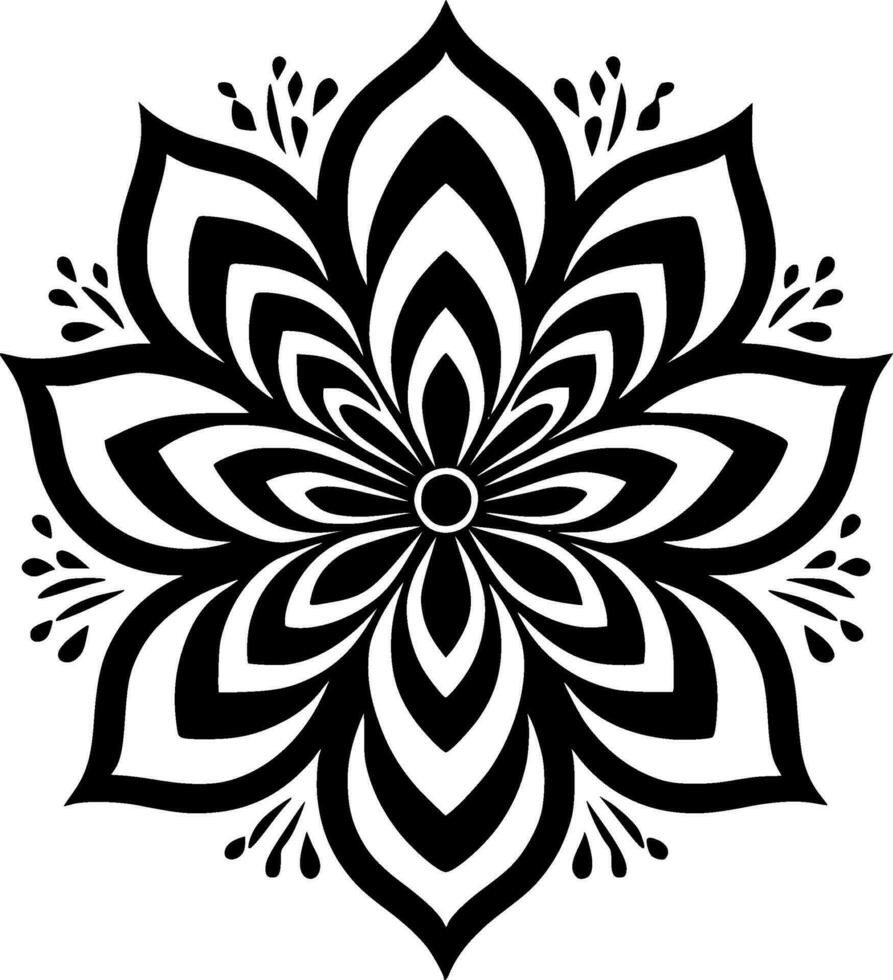 Mandala, Black and White Vector illustration