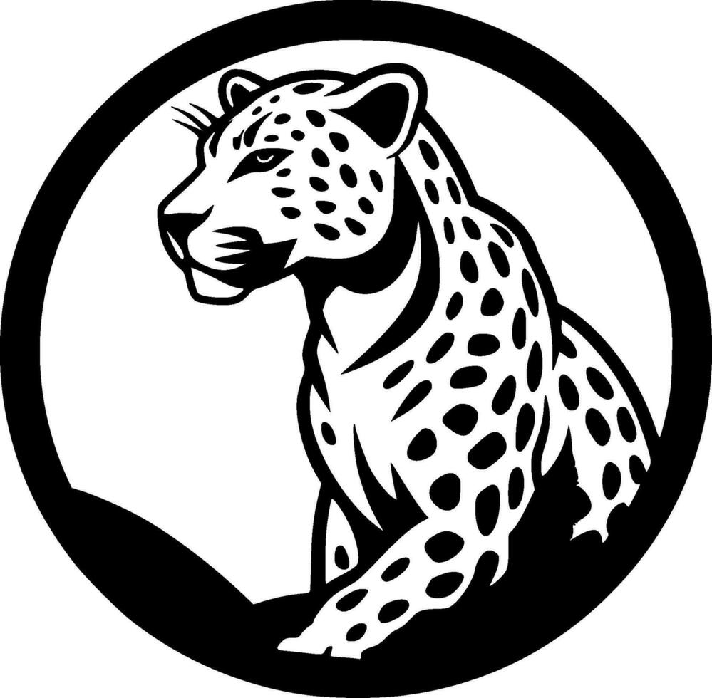 leopardo - negro y blanco aislado icono - vector ilustración