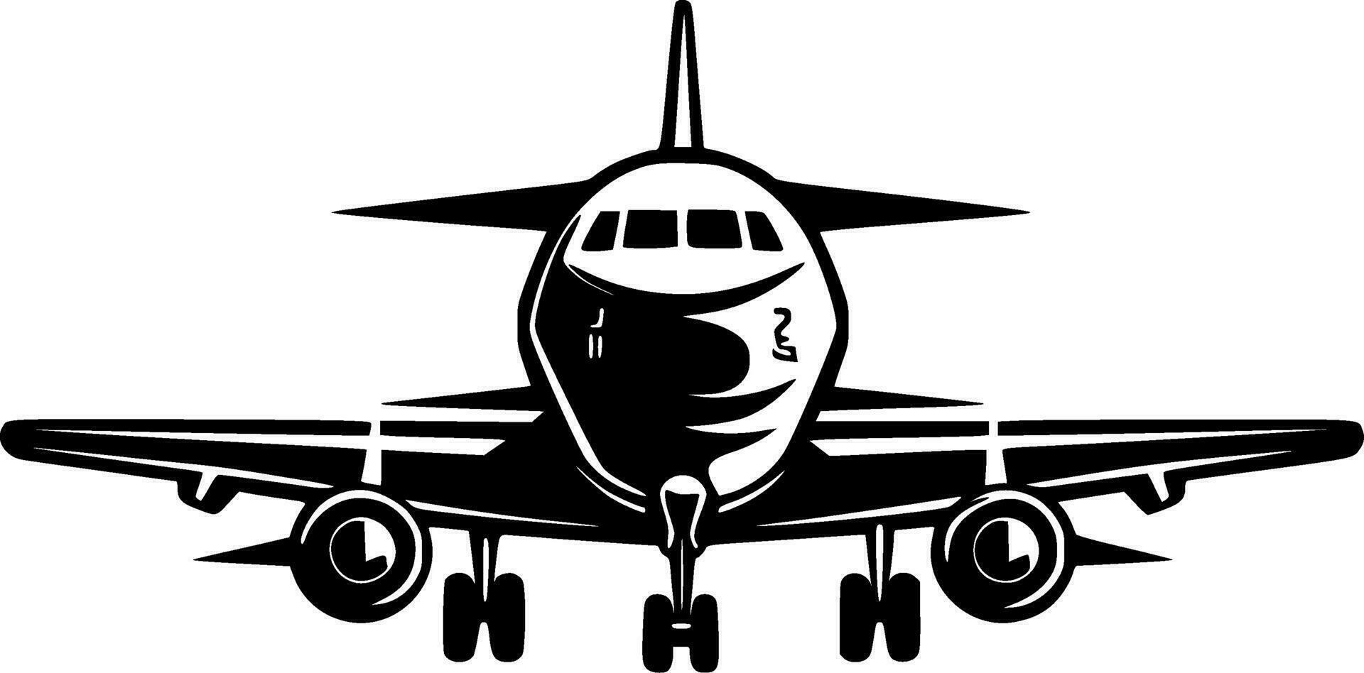 Plane, Black and White Vector illustration