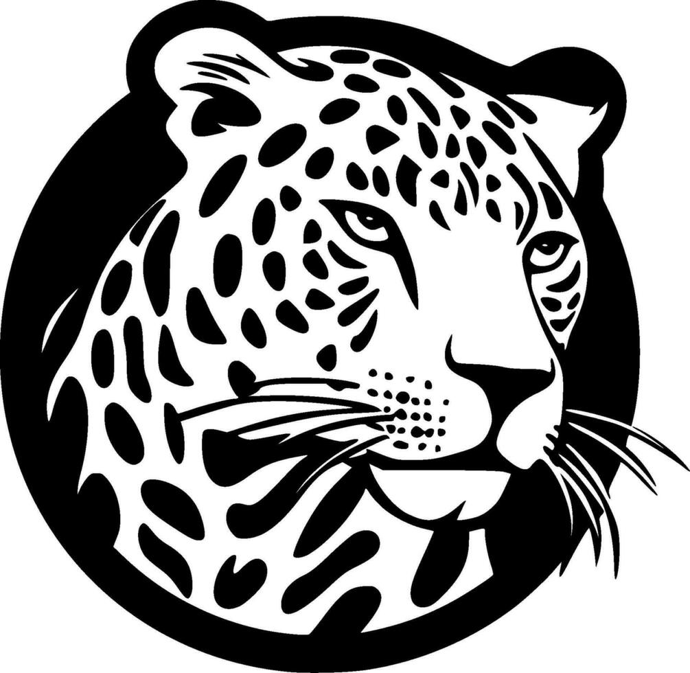 leopardo - negro y blanco aislado icono - vector ilustración