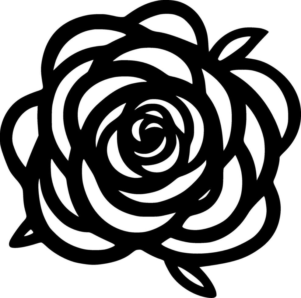 Rosa - negro y blanco aislado icono - vector ilustración