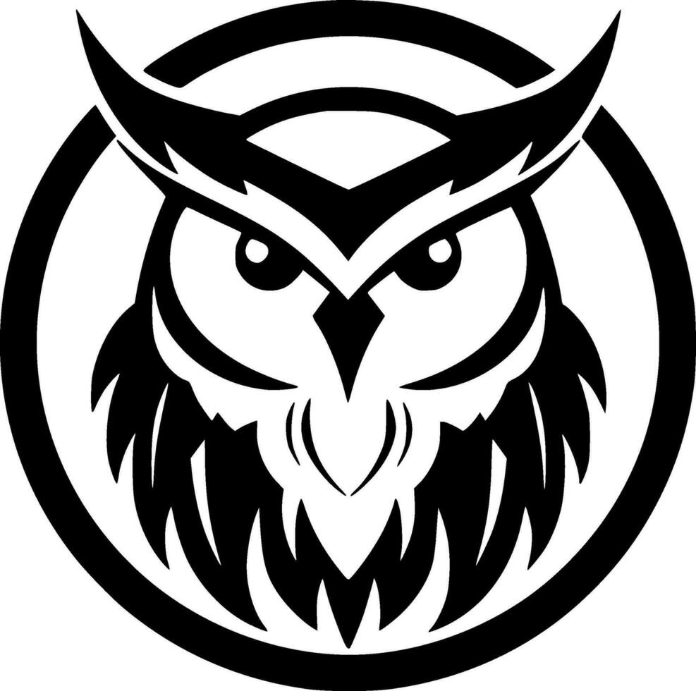 Owl, Black and White Vector illustration