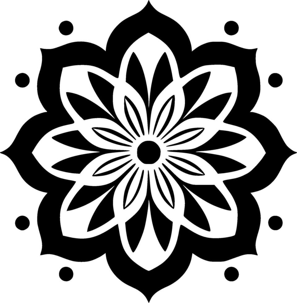 Mandala, Black and White Vector illustration