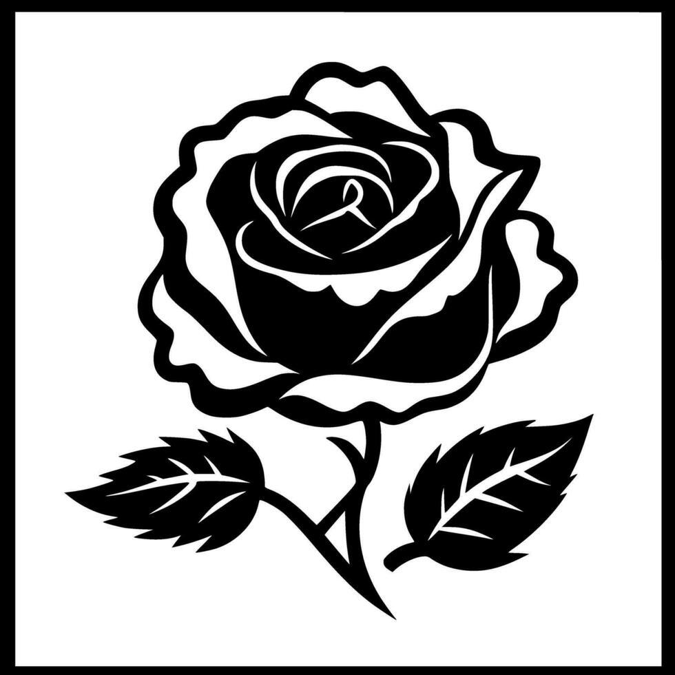 Flower, Black and White Vector illustration