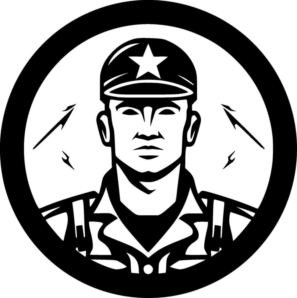 militar - negro y blanco aislado icono - vector ilustración