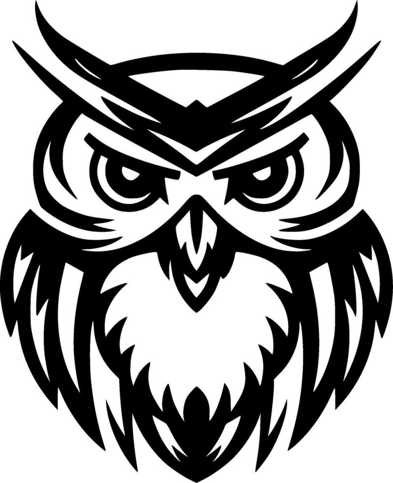 Owl, Black and White Vector illustration