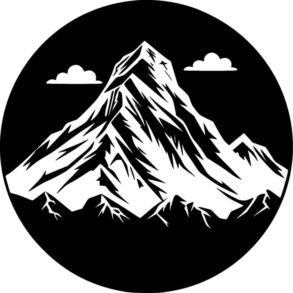 montañas - negro y blanco aislado icono - vector ilustración