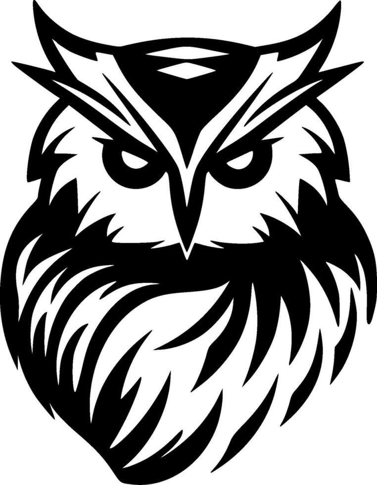 Owl, Black and White Vector illustration