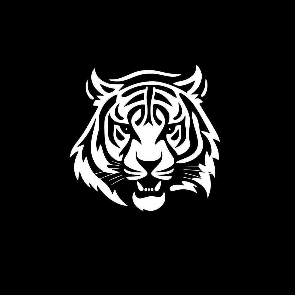 Tiger - Black and White Isolated Icon - Vector illustration