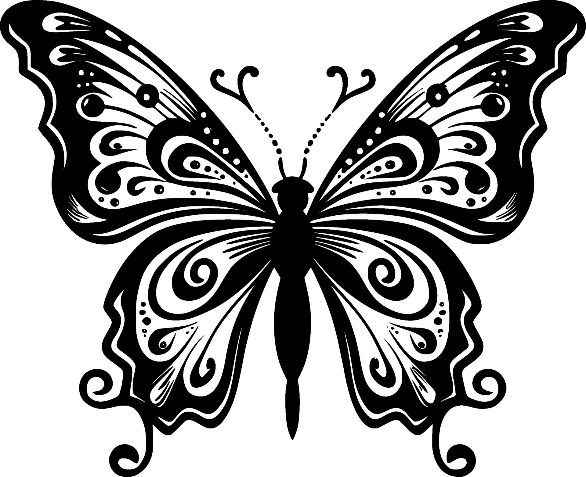 Butterfly, Black and White Vector illustration 36229066 Vector Art at