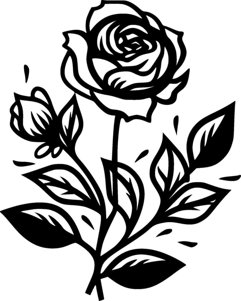Roses - Black and White Isolated Icon - Vector illustration