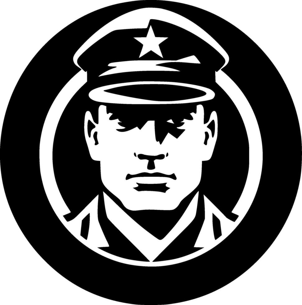 militar - negro y blanco aislado icono - vector ilustración