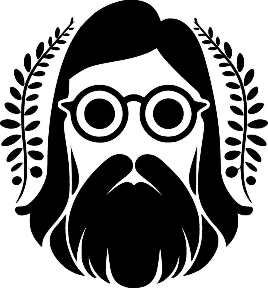 hippy - negro y blanco aislado icono - vector ilustración