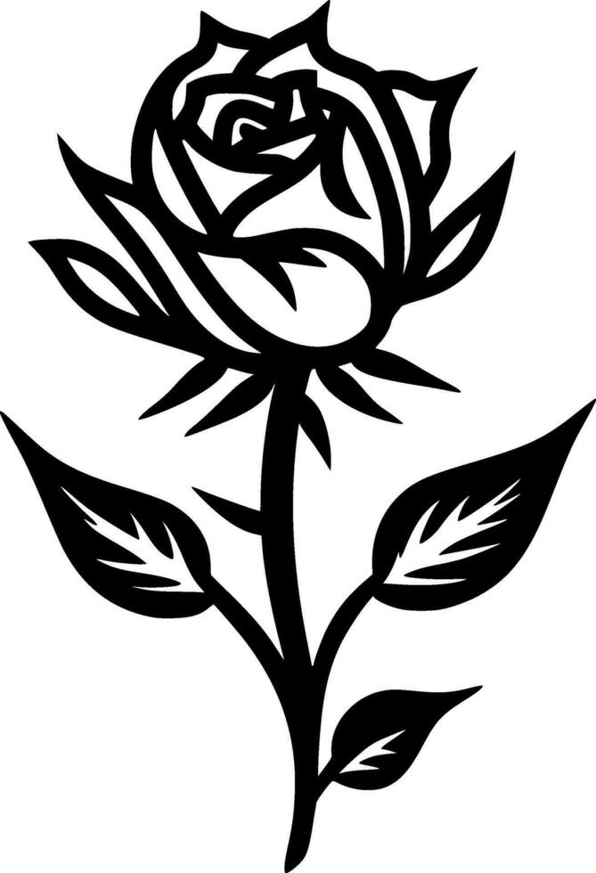 Flower - Black and White Isolated Icon - Vector illustration