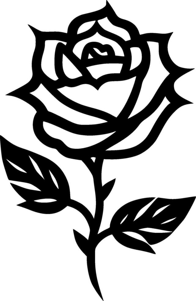 Rosa - negro y blanco aislado icono - vector ilustración