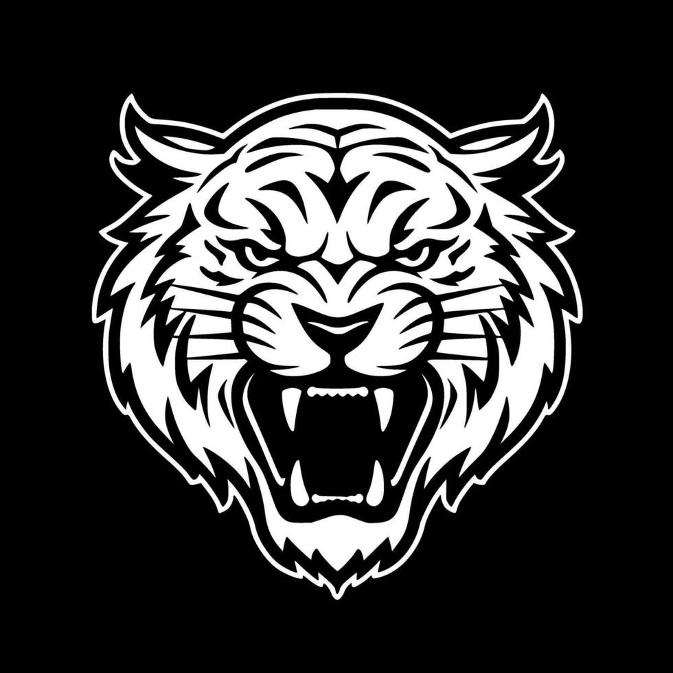 Tigre - negro y blanco aislado icono - vector ilustración