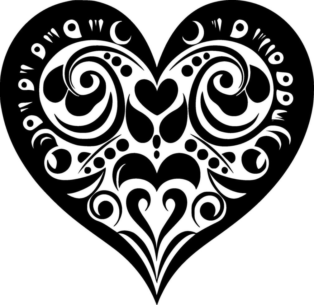 corazón - negro y blanco aislado icono - vector ilustración