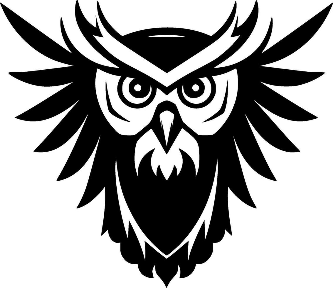 Owl, Black and White Vector illustration