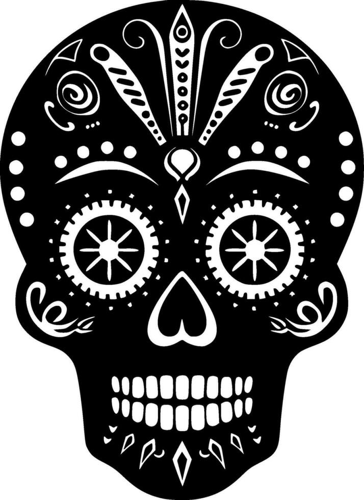 Skull, Black and White Vector illustration