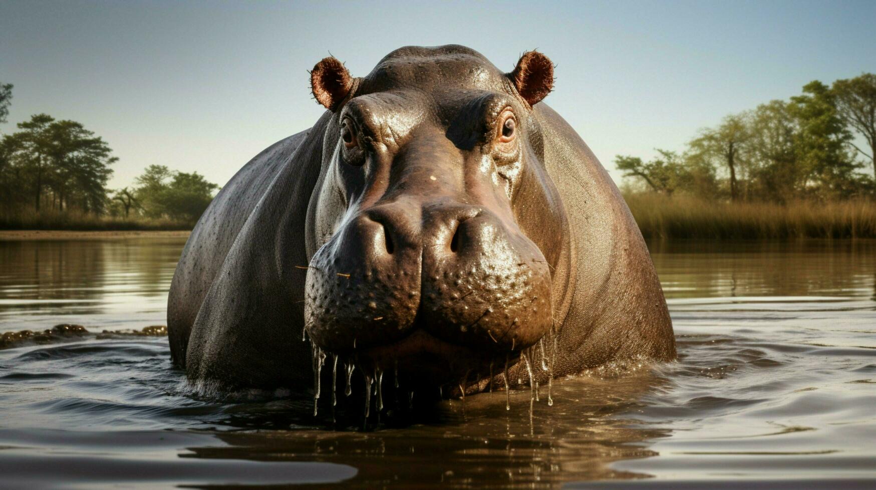 AI generated Hippopotamus high quality background photo