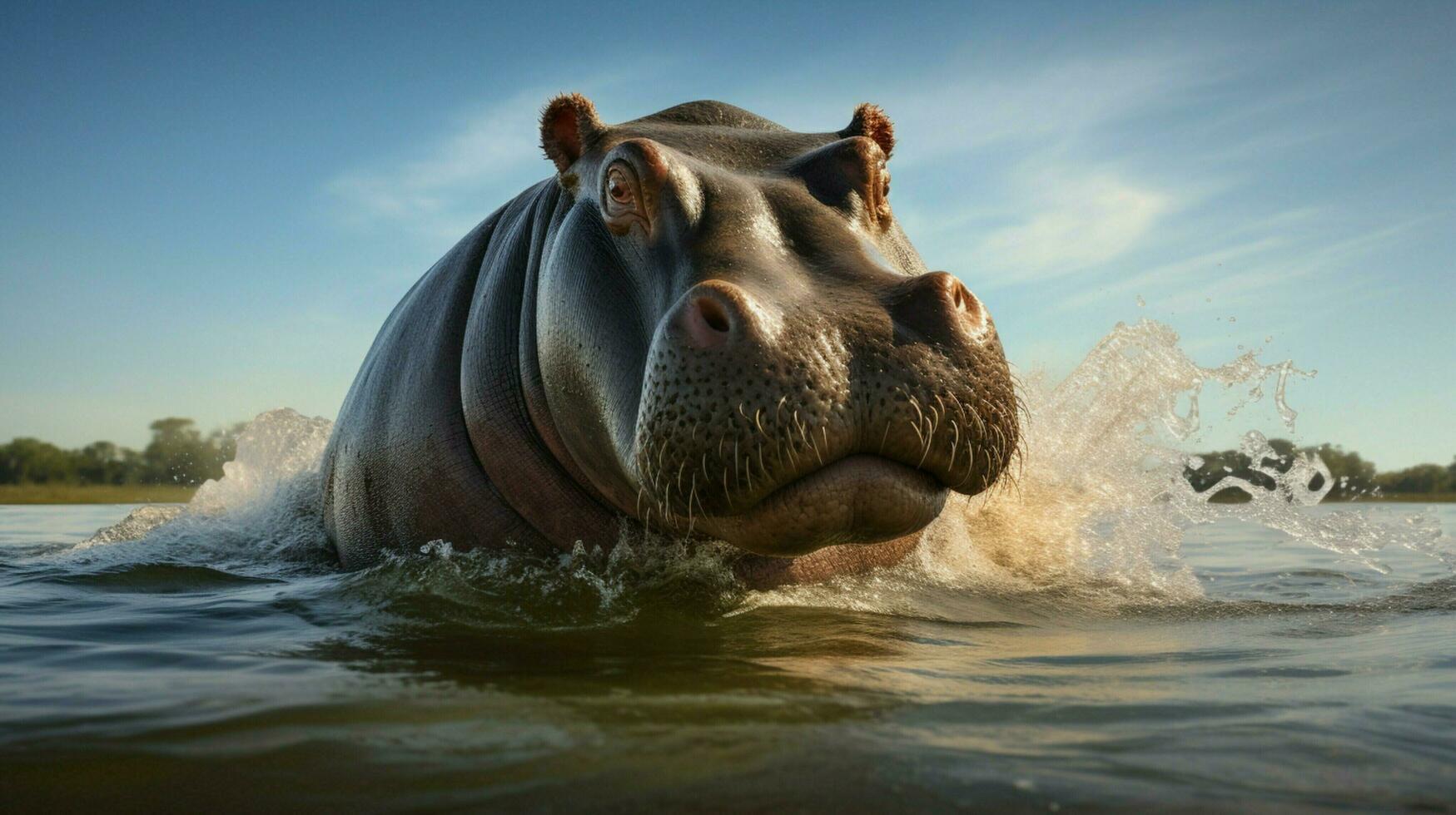 AI generated Hippopotamus high quality background photo