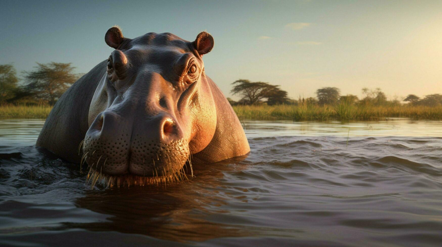 AI generated Hippopotamus high quality background photo