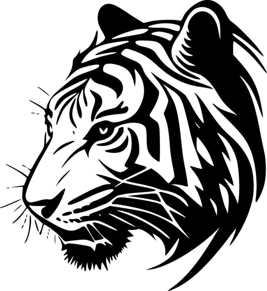 Tiger, Black and White Vector illustration