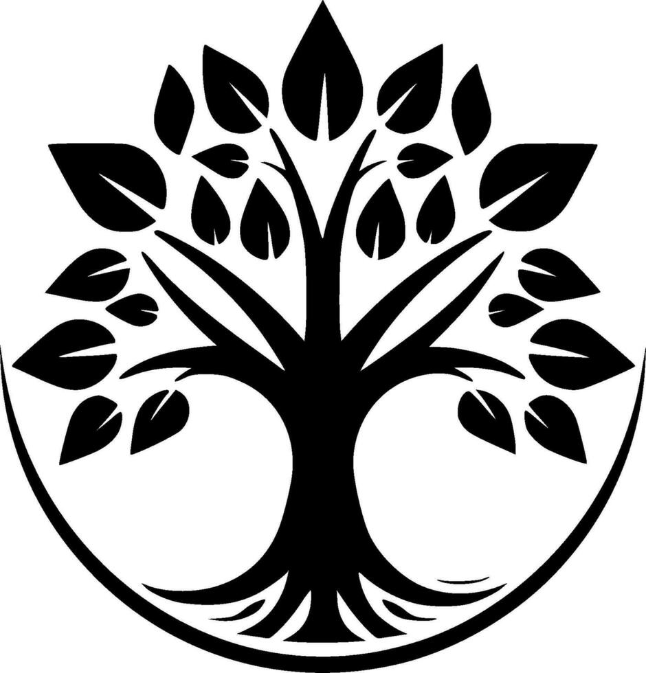 árbol - negro y blanco aislado icono - vector ilustración