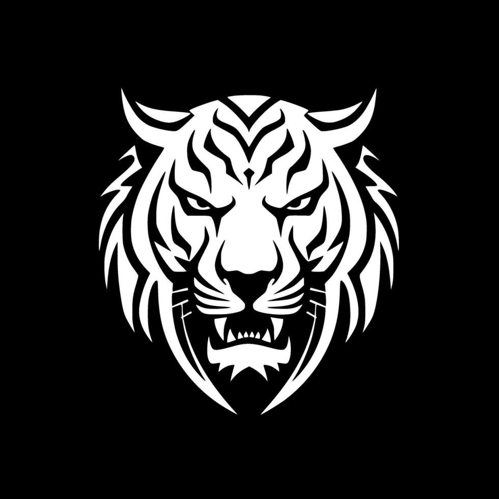 Tiger, Black and White Vector illustration