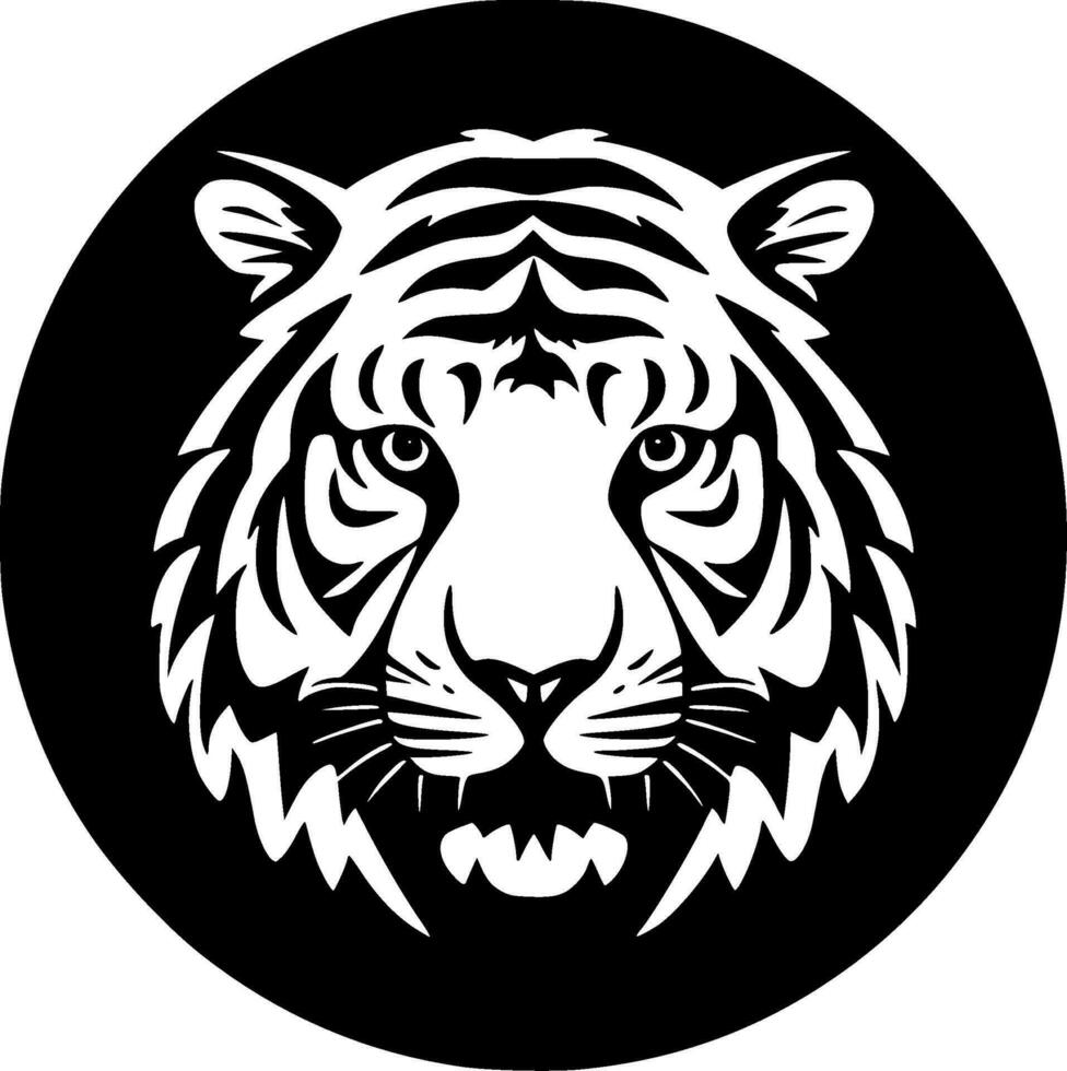 Tigre - negro y blanco aislado icono - vector ilustración