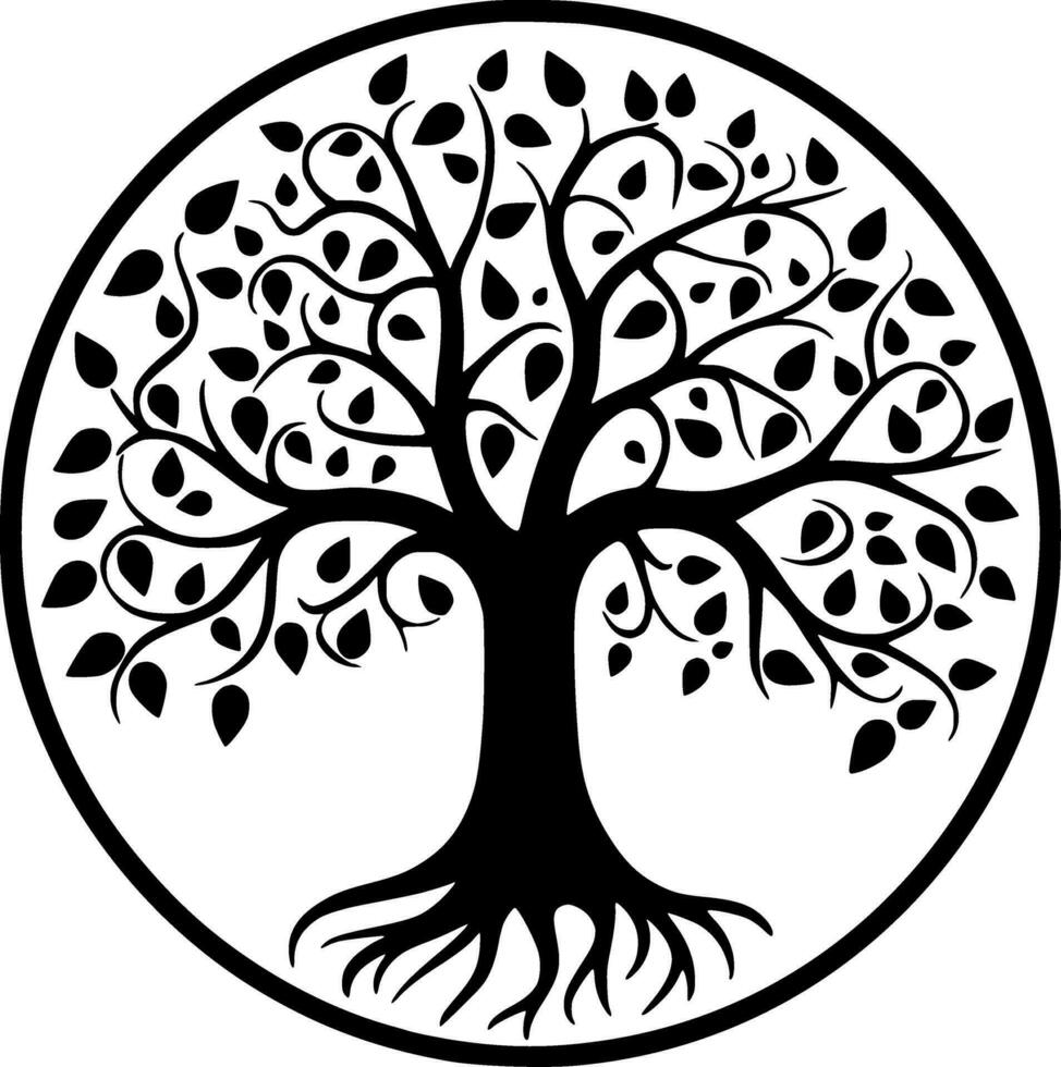 Tree - Black and White Isolated Icon - Vector illustration