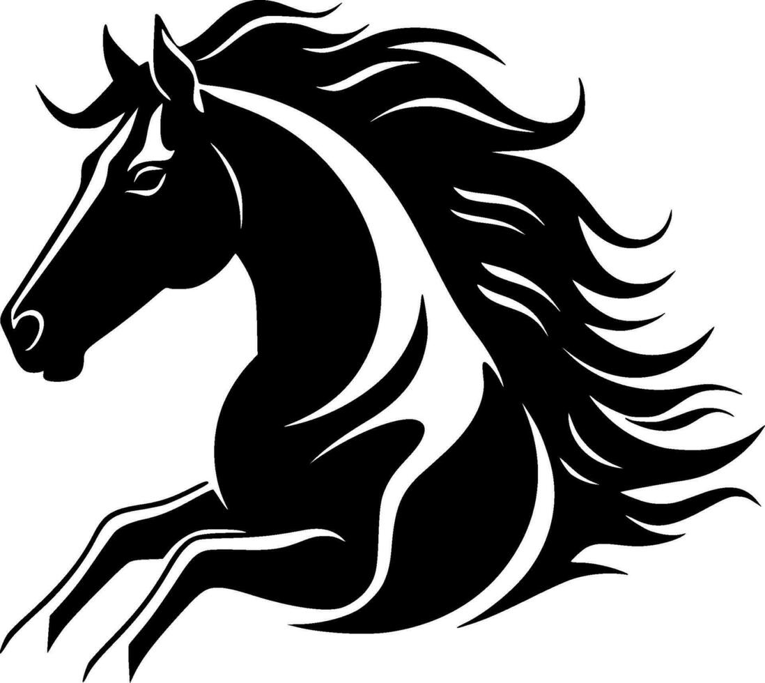 caballo - negro y blanco aislado icono - vector ilustración