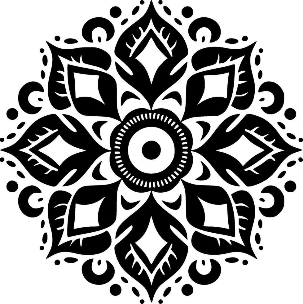 Mandala, Black and White Vector illustration