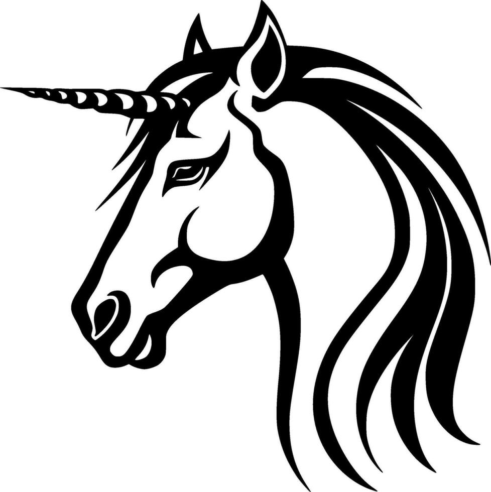 Unicorn - Black and White Isolated Icon - Vector illustration