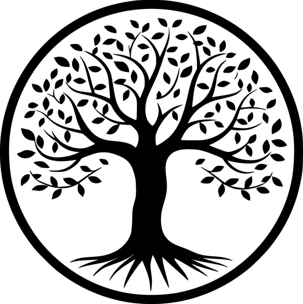 árbol de vida, negro y blanco vector ilustración