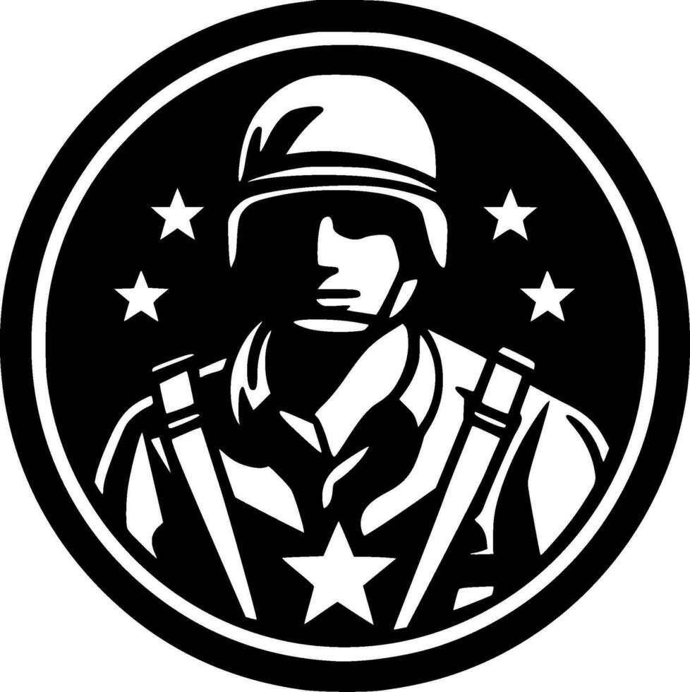 militar - negro y blanco aislado icono - vector ilustración