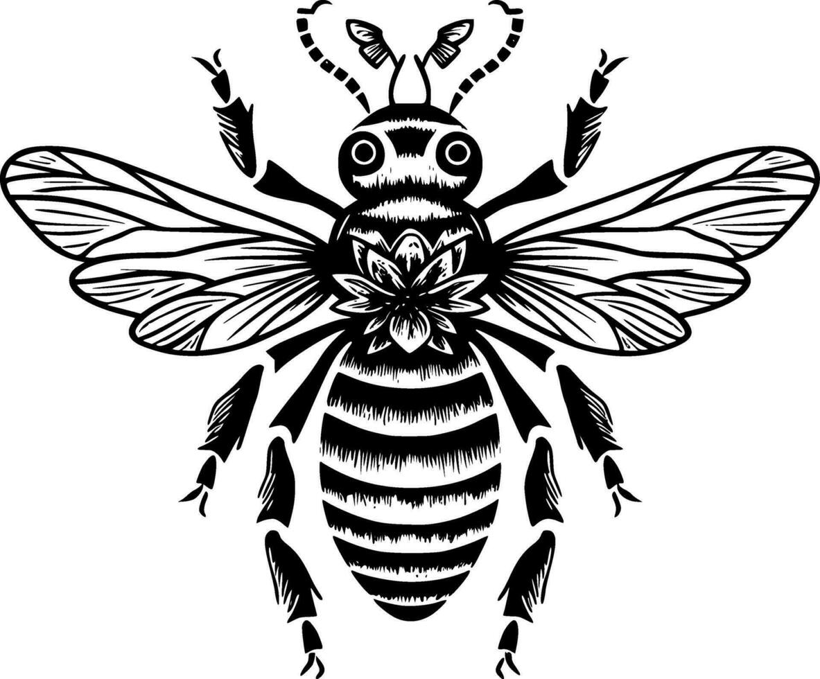 Bee - Black and White Isolated Icon - Vector illustration